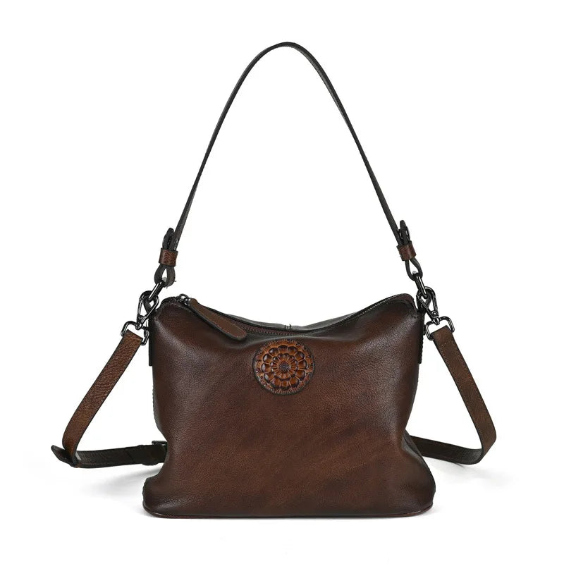 Retro Genuine Leather Soft Cowhide Shoulder Crossbody Bag