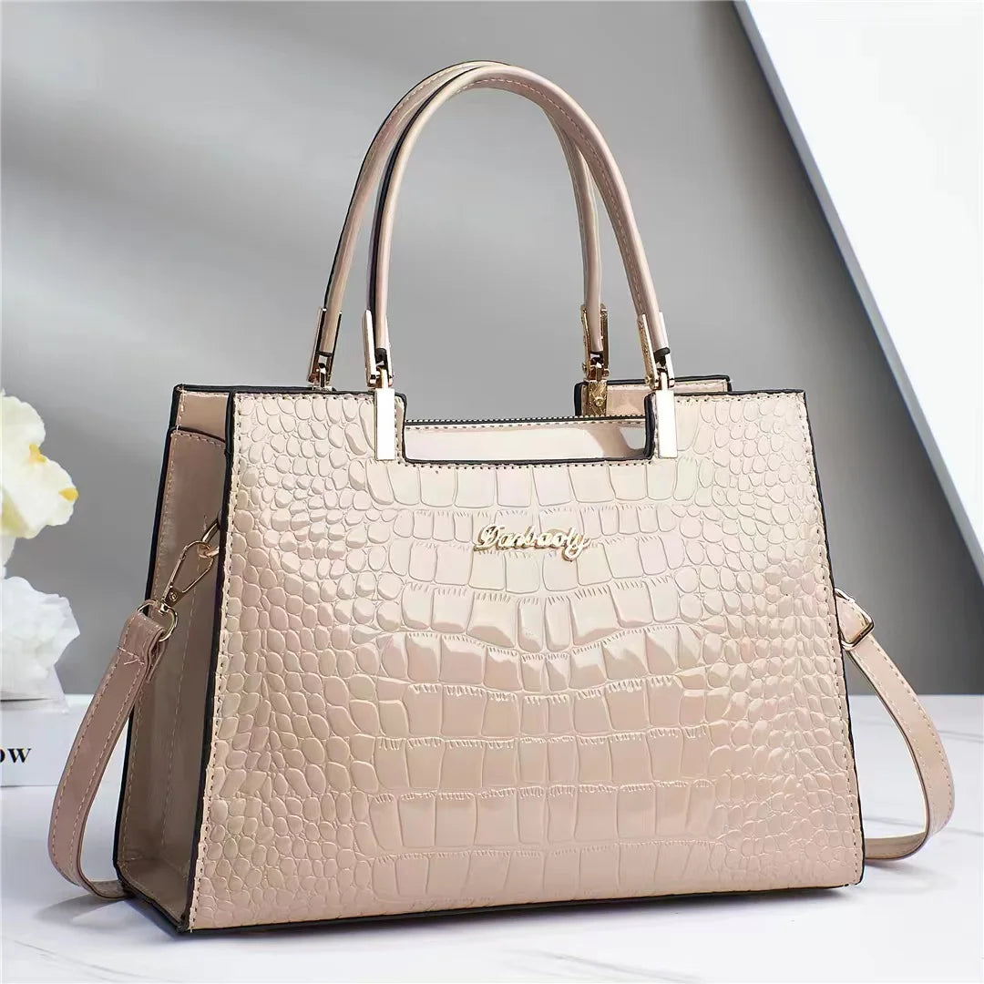 Luxury Patent Leather Handbags High-end Crocodile Pattern