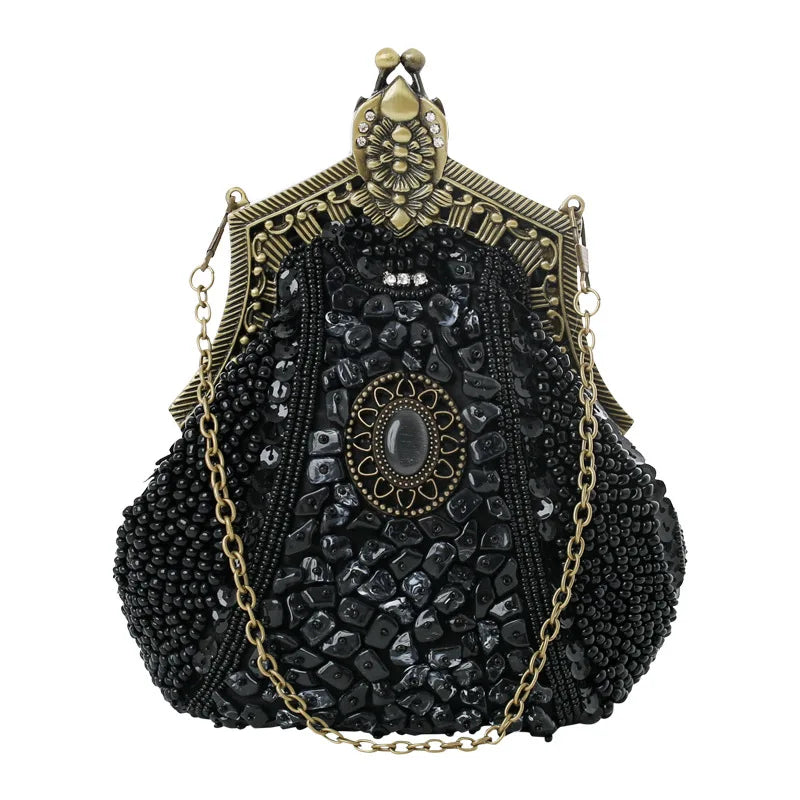 Retro Fashion Pearl Sequin Beaded Clutch Handbag