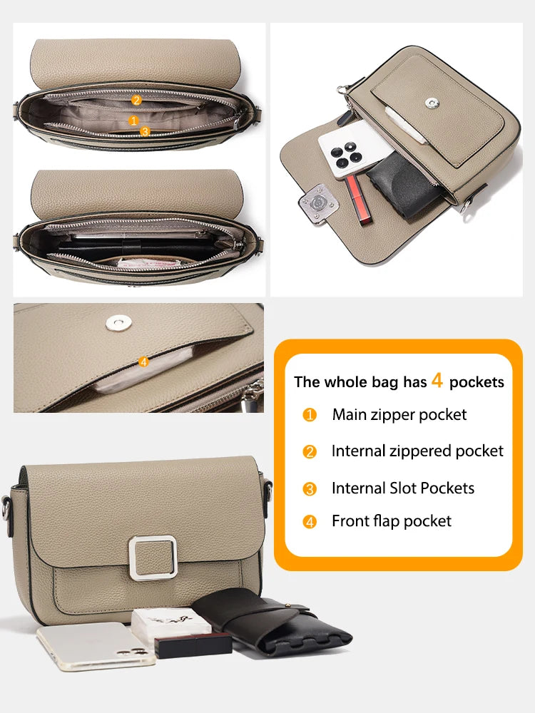 Premium Design Arm Bag Genuine Leather Bag Fashion Square Shoulder Crossbody Bag