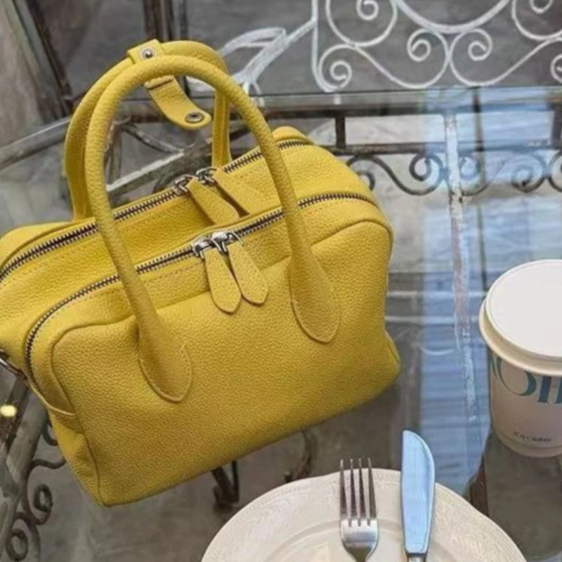 Litchi Texture Bowling Bag Commuter Versatile Single Shoulder Slant Cross Bag for Women