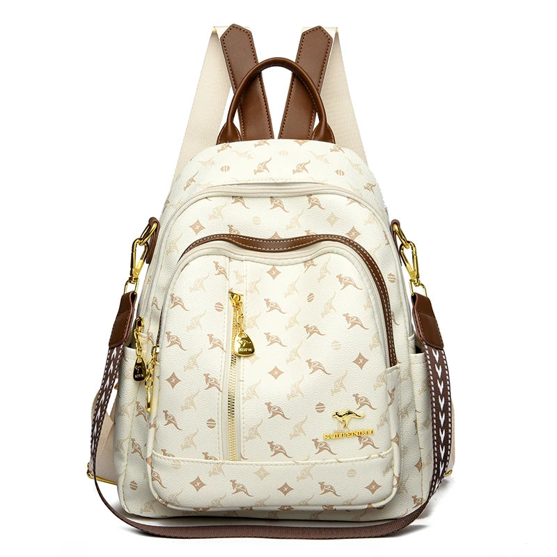 High Quality PU Solid Zipper Backpack Large Capacity Commuting Backpack
