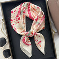 Square Scarf Women Luxury Floral Print Soft Satin Kerchief Hairband Neckerchief
