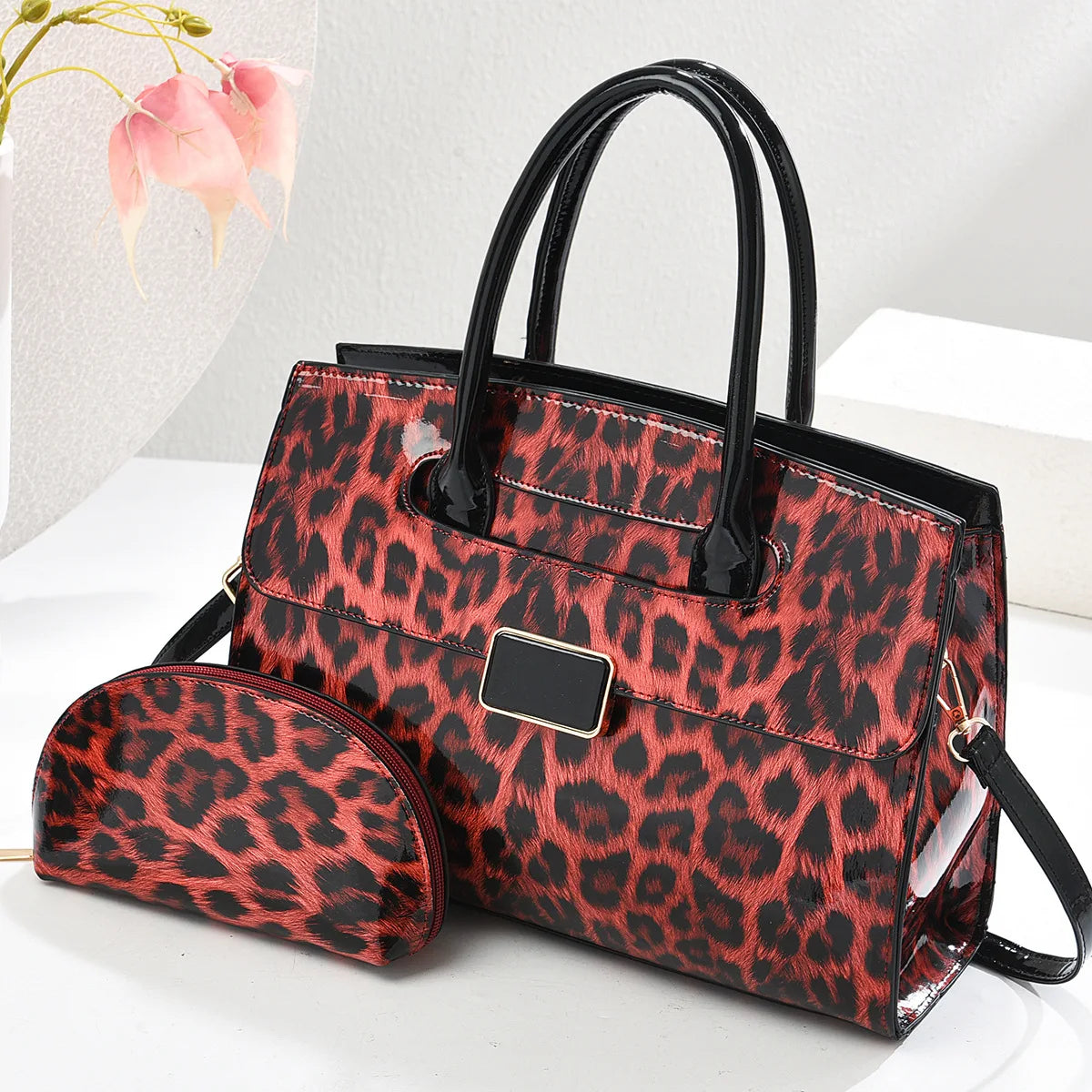 Fashionable Leather Leopard Print Handbag Luxury Shoulder Bag