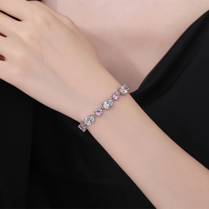 Red Ruby Bracelets Female Real S925 Silver Gemstone Bracelet