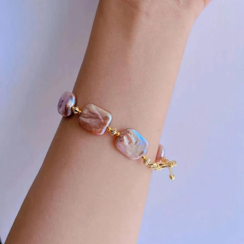 100% Natural Freshwater 15-20mm Baroque Sugar Pearl Bracelet