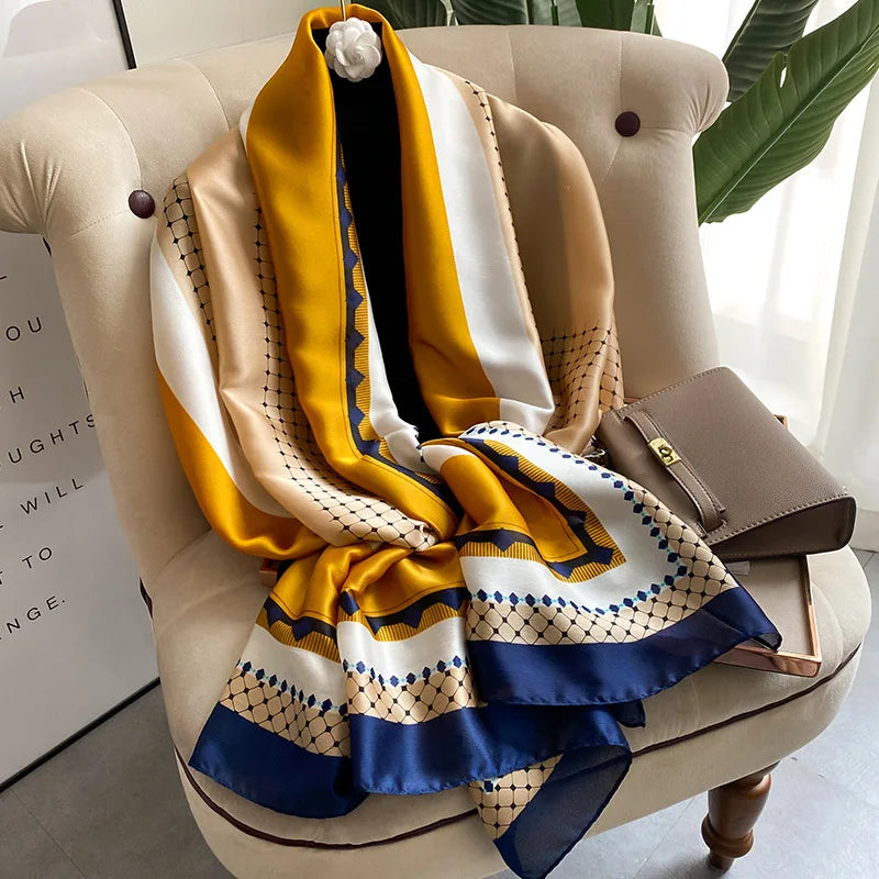 180*90cm Luxury Brand Women Scarf Fashion Print Silk Scarves Summer Shawls Wraps