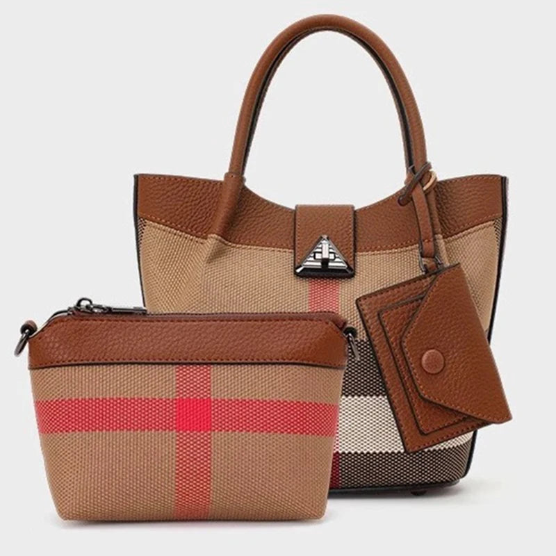 Tote Bag Genuine Leather Canvas Shoulder Bags Fashion Hobo Bags Large Purse