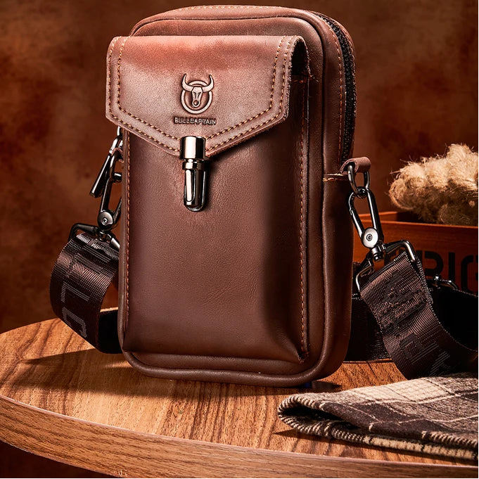 Genuine Leather Multifunctional 7-inch Mobile Phone Bag