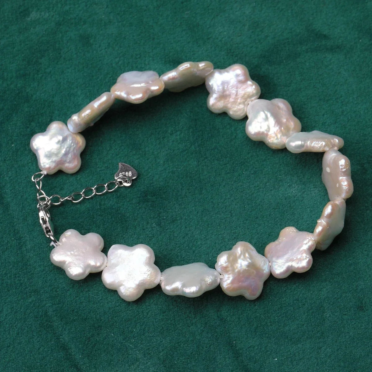 Freshwater Plum Blossom Baroque Flower Pearl Bracelet