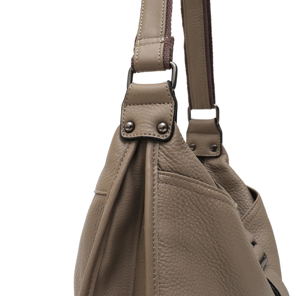 Stylish Genuine Leather Shoulder Bag Multi Pockets Satchel