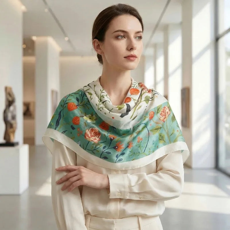 Lightweight 100% Mulberry Silk Scarf for Women Oblong Scarf