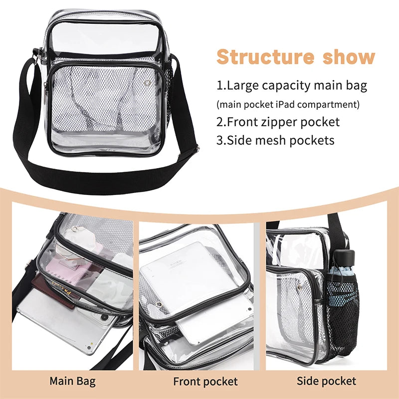 Lightweight Mesh Strap Waterproof Transparent PVC Bags for Cell Phone 9.7 inch iPad