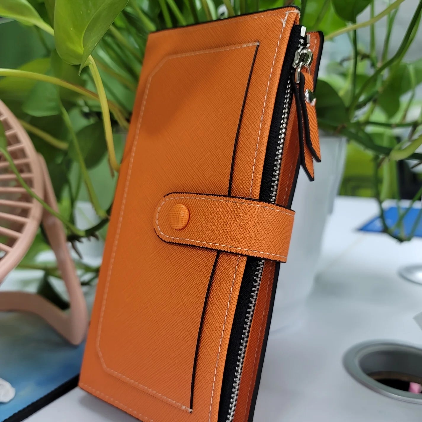 Women PU Leather Wallet Bifold Clutch Large Capacity Card Organizer Buckle Long Purse