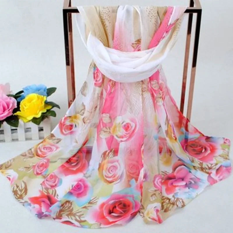 Chiffon Scarf Butterflies Branch Pattern Versatile Elegant