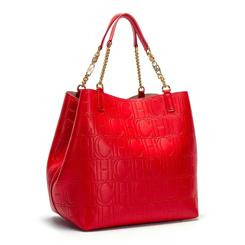 Women's Tote Bag Steel Embossed Handbag Large Capacity Business Storage Bag