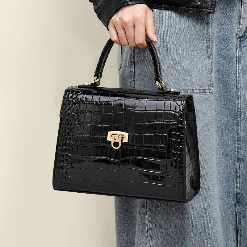 Lacquer Skin Crocodile Pattern Women's Handbag