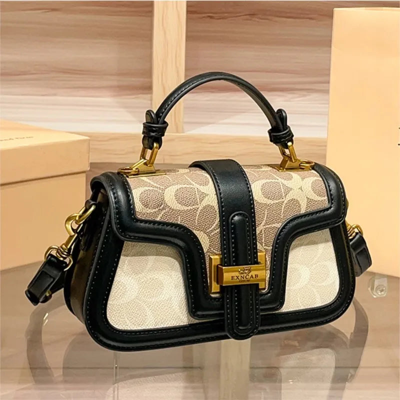 Light luxury niche design contrasting color saddle bag high-end handbag crossbody bag