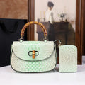 Crocodile Pattern PU Leather Bag Women's Bamboo Handle Fashion Trend Crossbody Bag