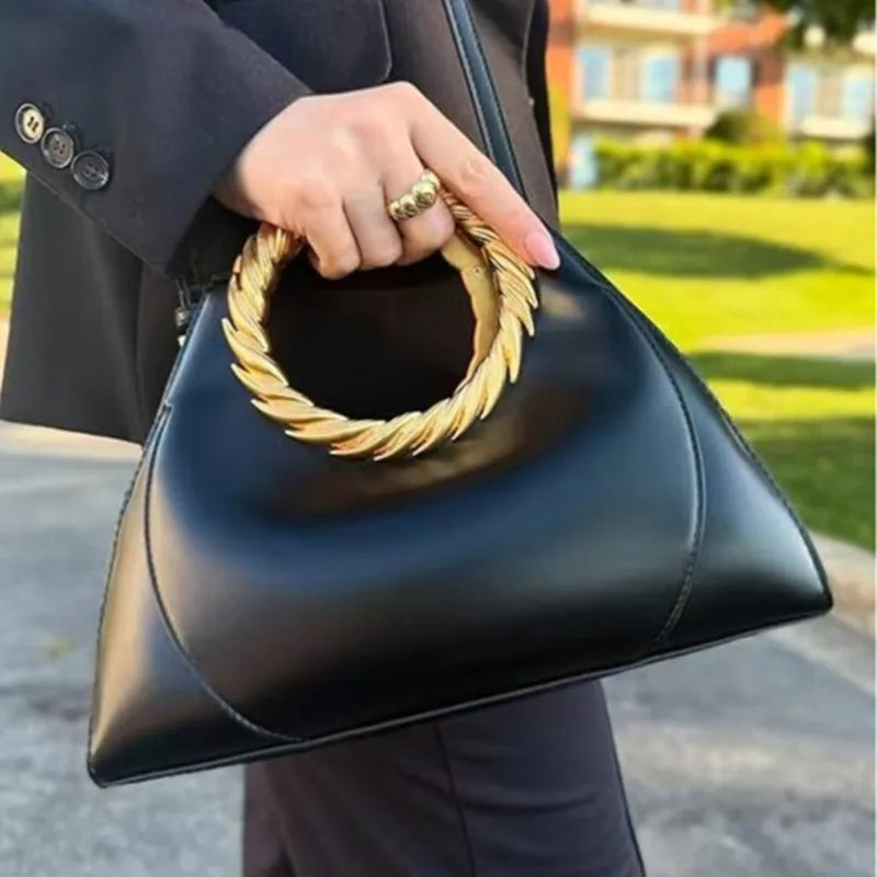 Metal Embossed Round Handle Handbag Fashionable Evening Clutch