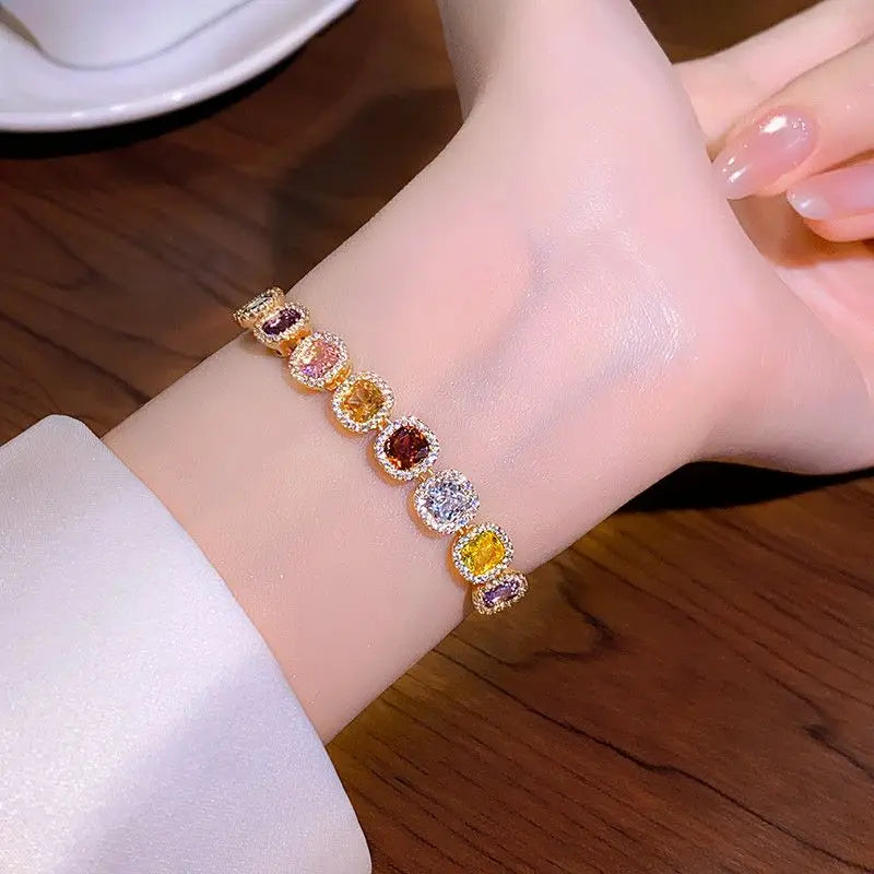 Cubic Zirconia Bracelet Square Design Multicolor Zircon Jewelry