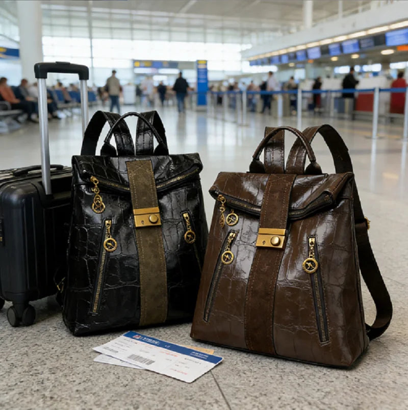 Fashion Luxury High Quality Leather Travel Backpacks Large Capacity Shoulder Bag