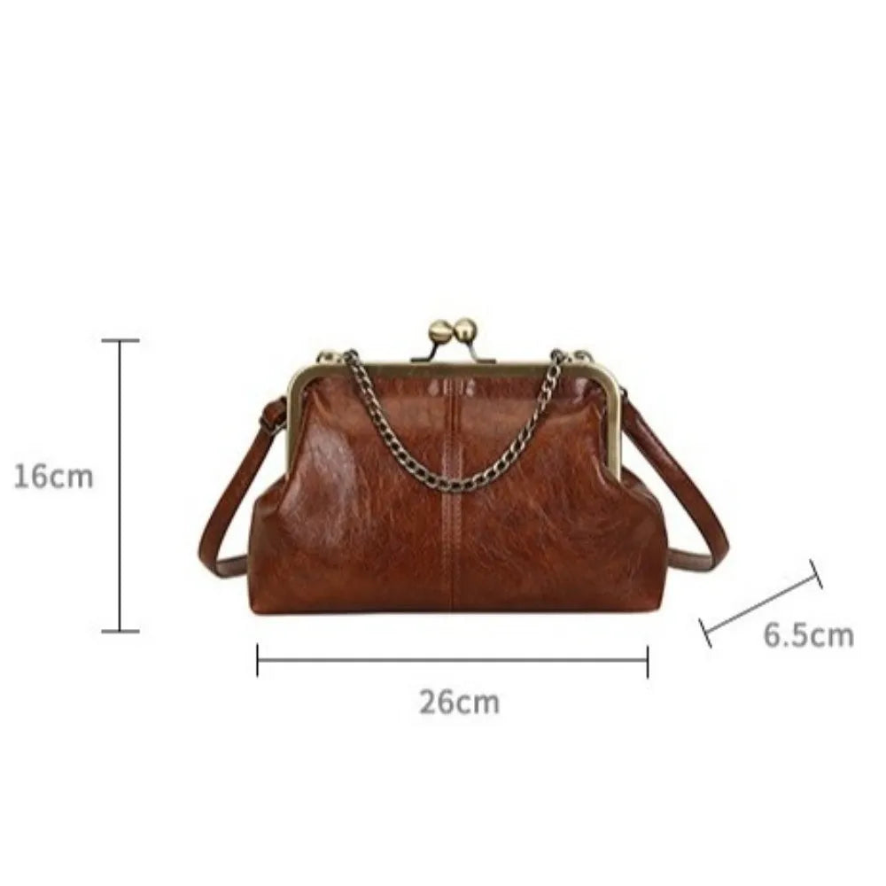 Trendy PU Leather Shell Handbag Retro Style Satchel