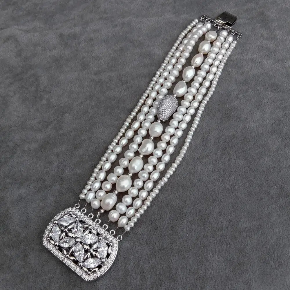 Classic style 7 Strands Natural Freshwater Pearl Bracelet
