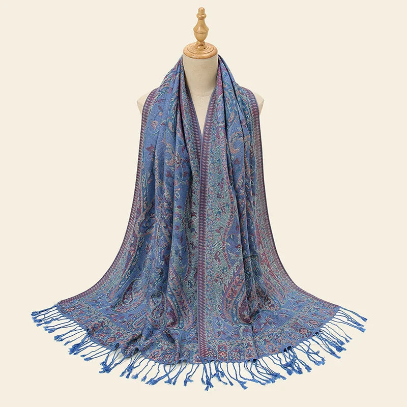 Retro Jacquard Paisley Tassel Scarf Cotton Shawls
