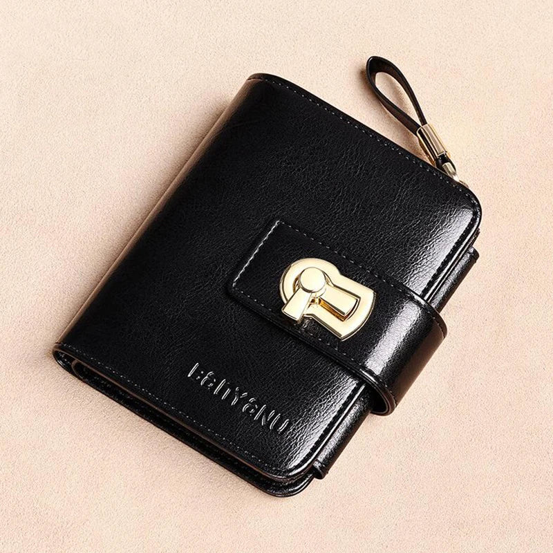 Genuine Leather Purse Wallet Small Zipper Card Holder