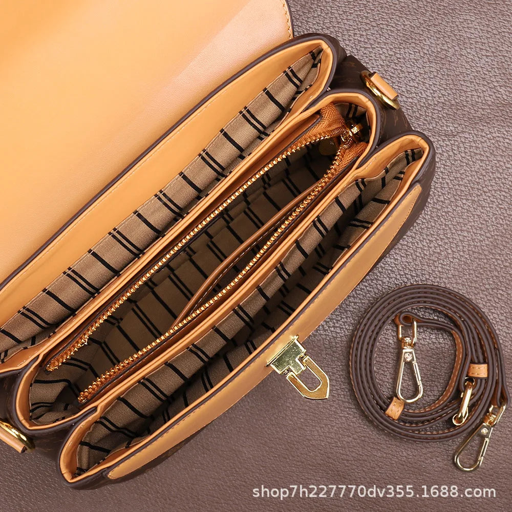 Elegant Vintage Luxury Leather Large Capacity Shoulder Bag