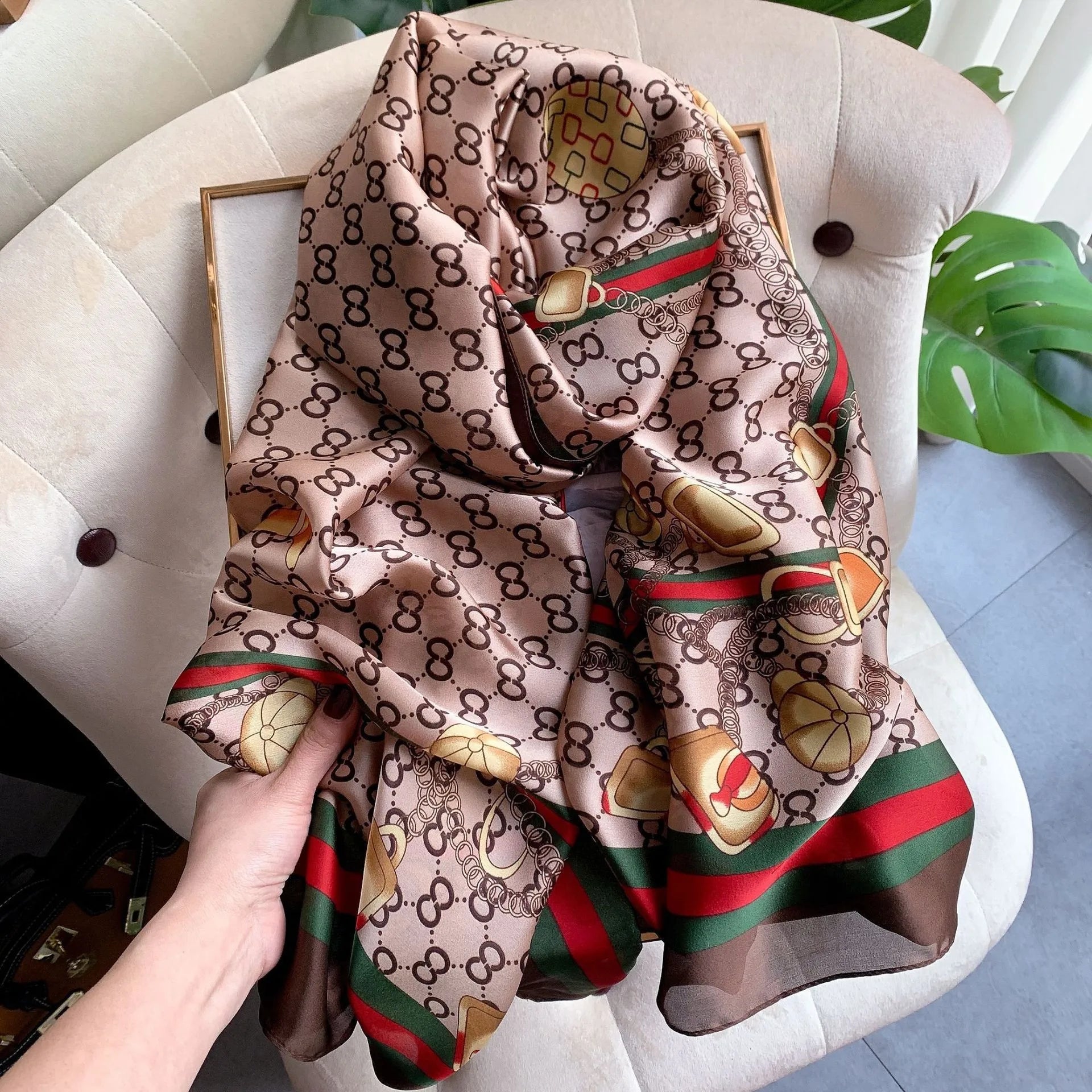 90×180cm Summer New Fashion Simulation Silk Scarf Versatile Thin Mulberry Silk