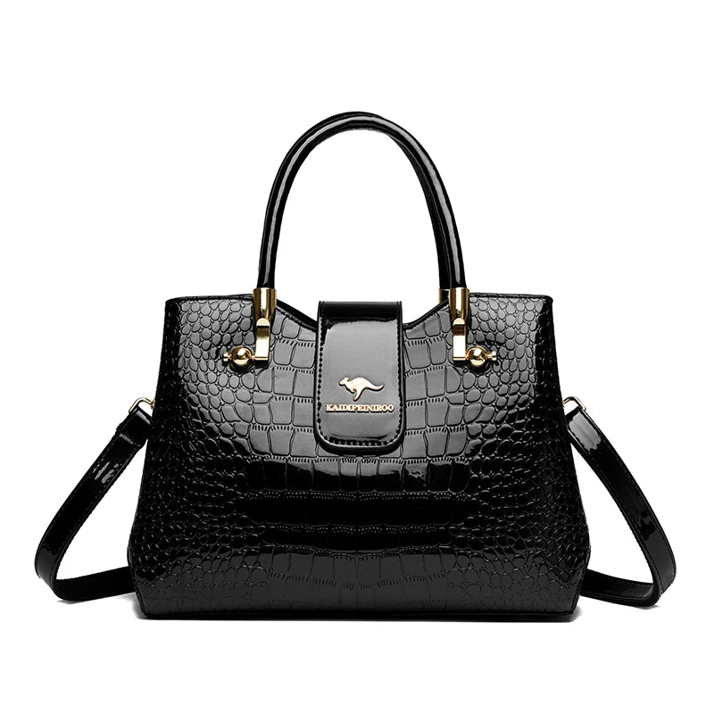 Casual Tote Bag Oil PU Leather Handbag Crossbody Bag