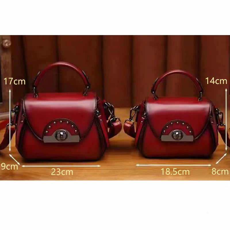 Mini Elegant Bucket Bag Genuine Leather Retro Fashion Bag
