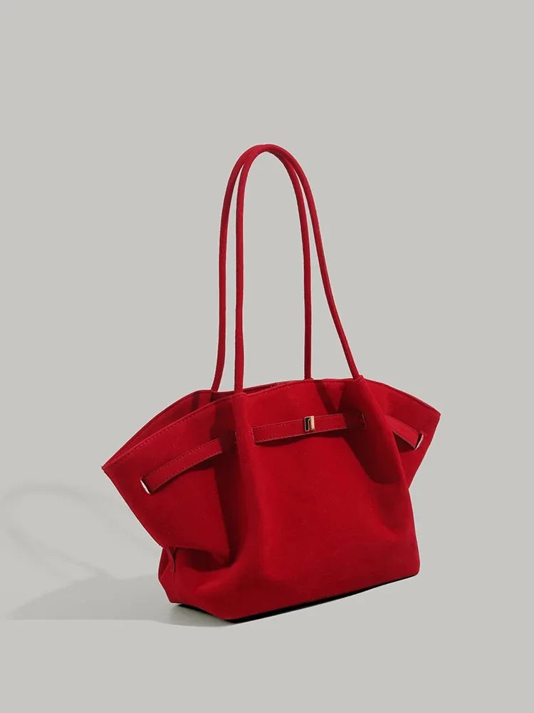 Large Capacity Handbag Chamois Leather Frosted Dumpling Bag High-End Feel Shoulder Bag