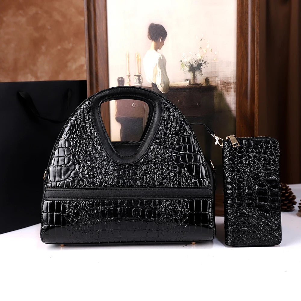 Crocodile Pattern Hand-held Versatile Elegant Crossbody Bag