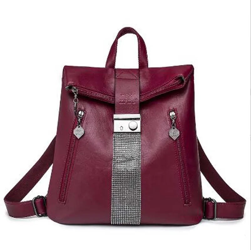 Fashionable Women Leather Backpacks Large Capacity Shoulder Bags Travel Backpack