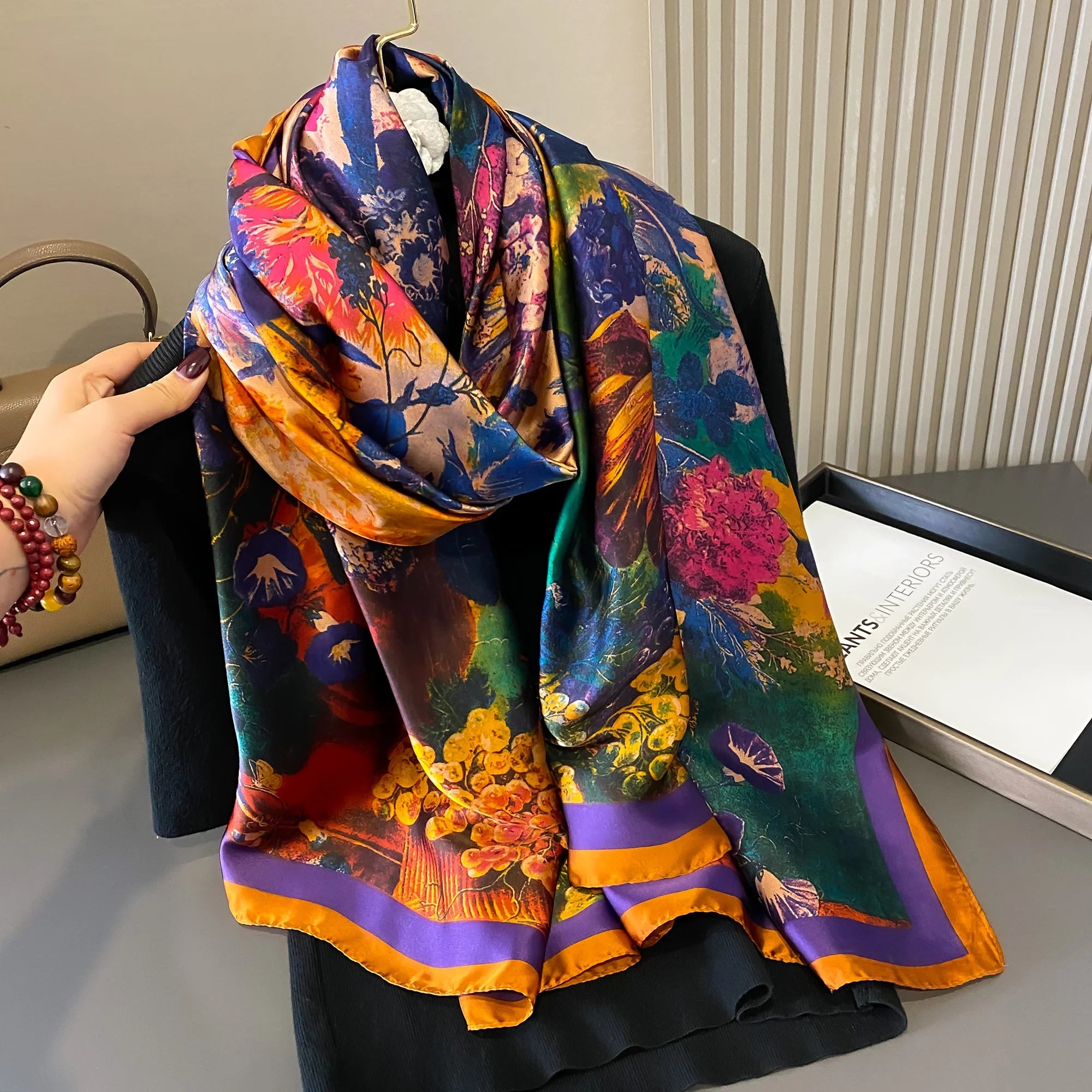 180*90cm Luxury Brand Women Scarf Summer Silk Shawl Lady Wrap Soft Design