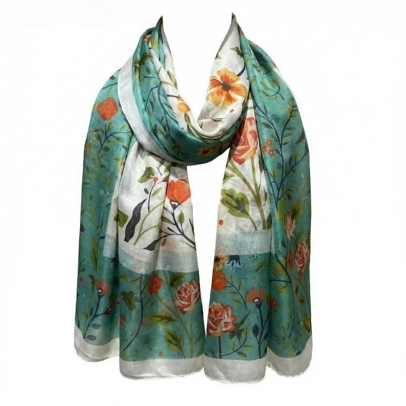 Lightweight 100% Mulberry Silk Scarf for Women Oblong Scarf