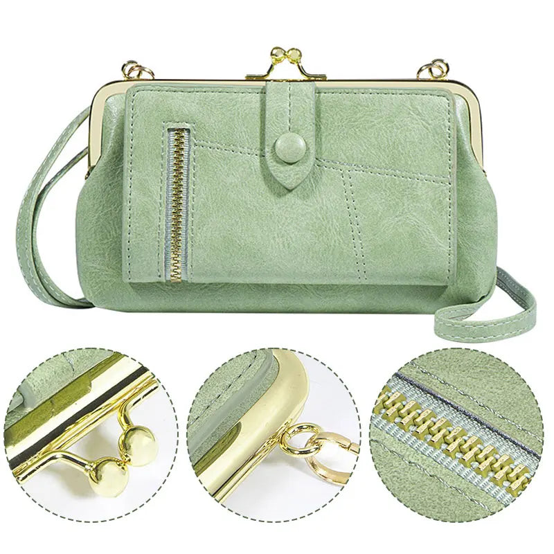 Pu Leather Zip Crossbody Shoulder Clutch Bag Purse Wallet Mobile Phone Bag