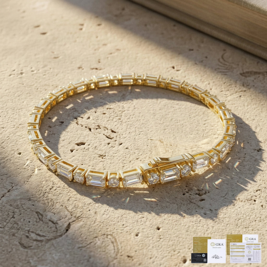 Baguette Moissanite Tennis Bracelet Luxury Fine Jewelry