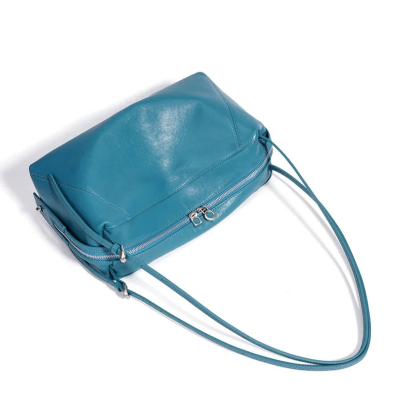Genuine Leather Hobo Bag Lazy Style Underarm Shoulder Bag