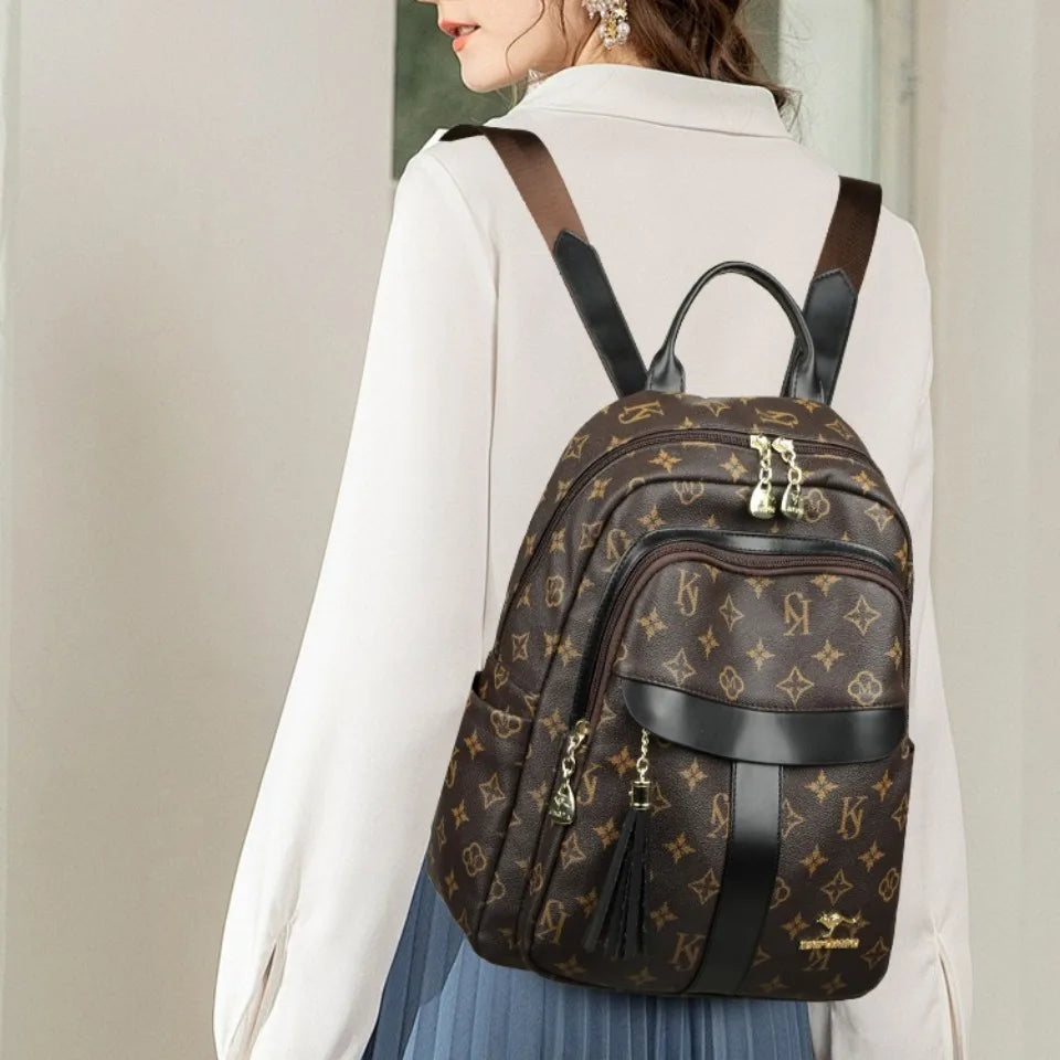 Backpack Designer High Quality Pu Leather Luxury Printed Tassels Large Capacity