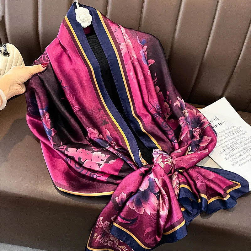 180*90cm Luxury Brand Women Scarf Summer Silk Shawl Lady Wrap Soft Design