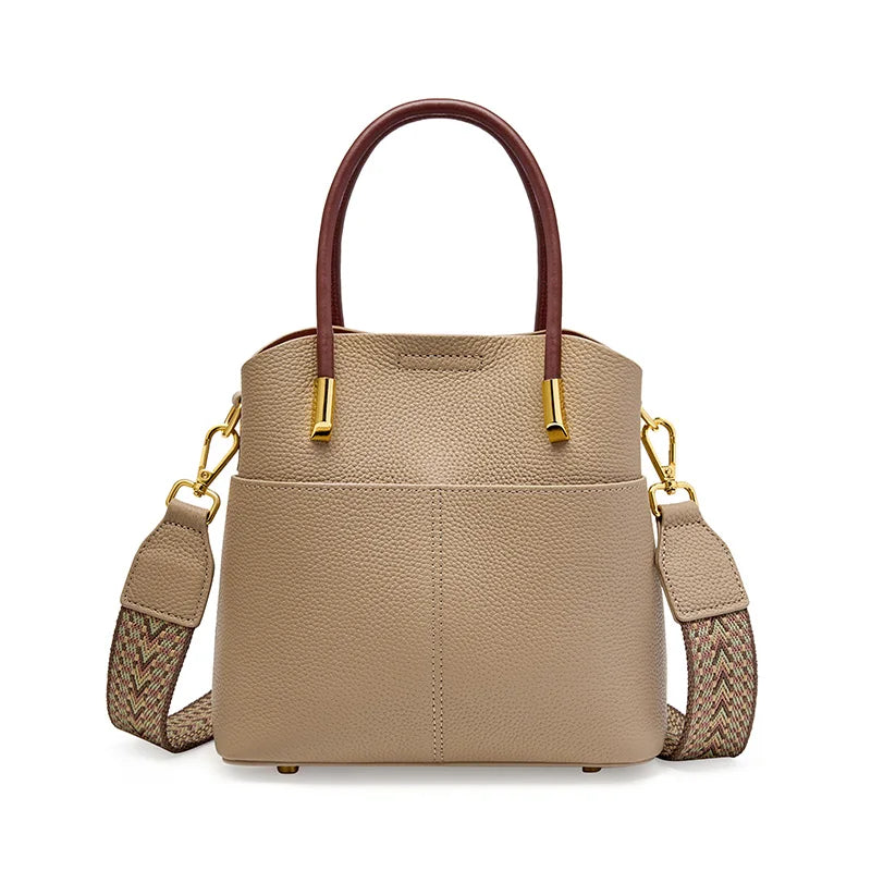 Genuine Leather Top Quality Bucket Bag Versatile Leather Tote