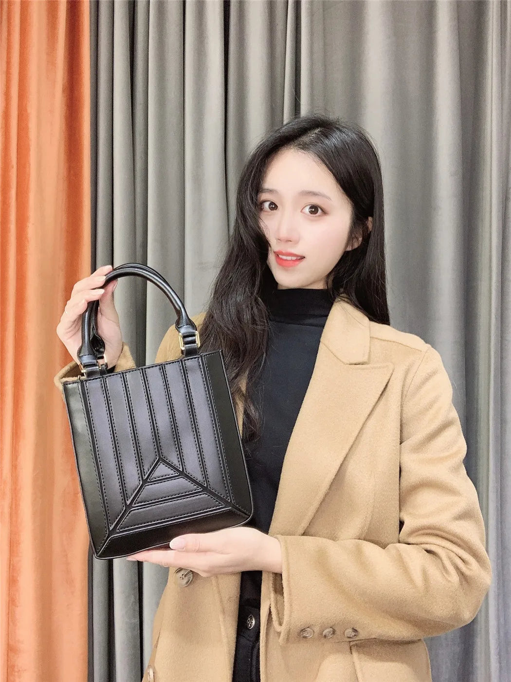 Design paneled handbag small luxury PU leather messenger bag