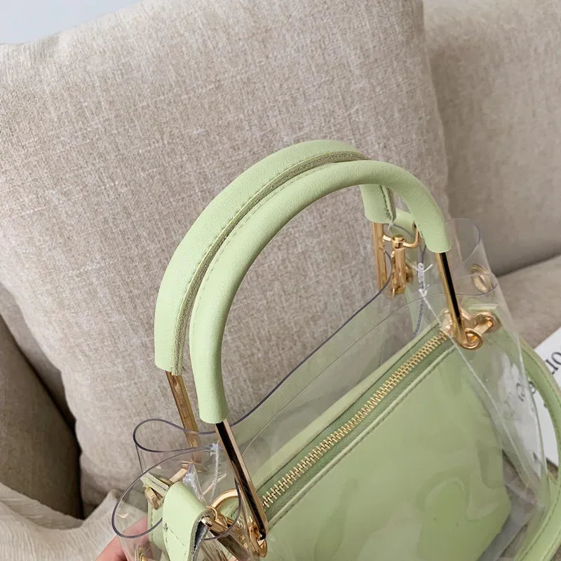Fashion Transparent Women Shoulder Bag Jelly Candy Bucket Bag Messenger Bags