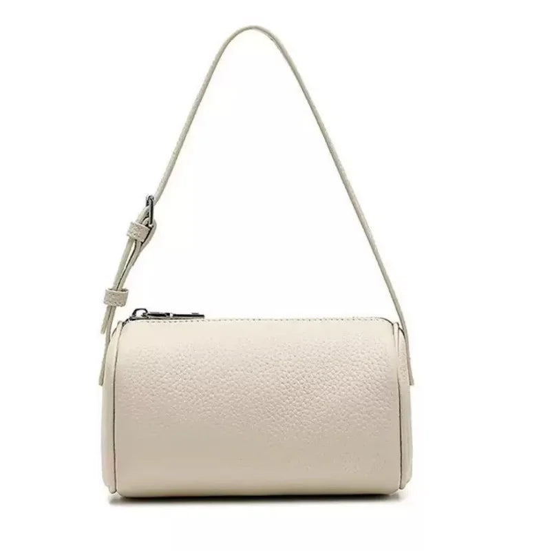 Real Leather Soft Leather Tubular Shoulder Crossbody Bag