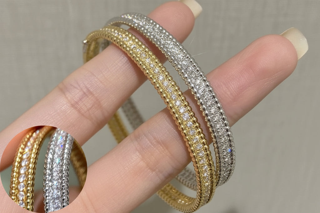 2mm Moissanite Bangle S925 Sterling Silver Plated 18K Gold