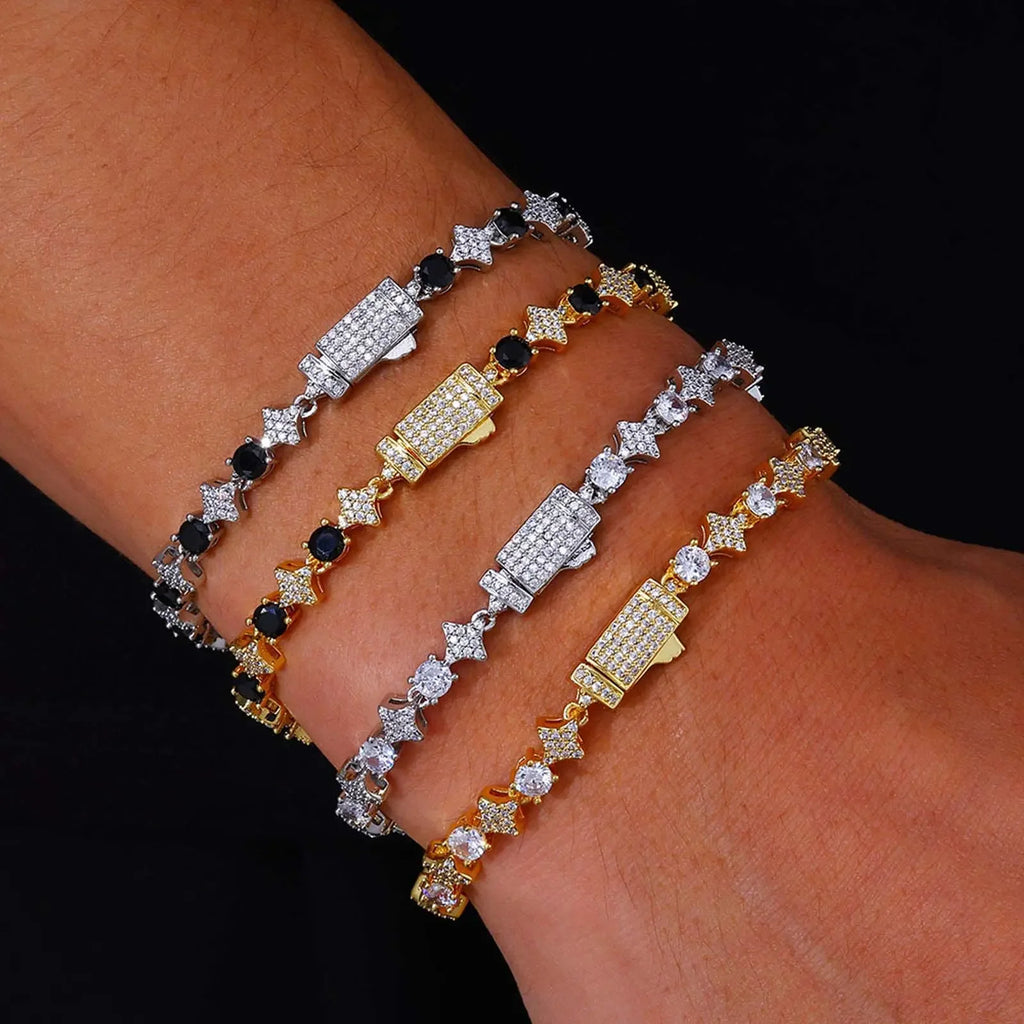 Glamorous Star Tennis Bracelet Celestial Four-Point Star Chain